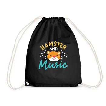 Hamster And Music Funny Rodent - Drawstring Bag - black - Front