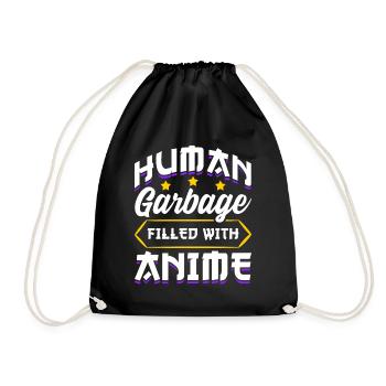Drôle Anime Manga Design Déchets Humains - Sac de sport léger - noir - Devant