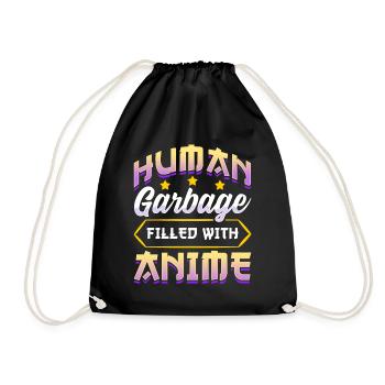 Drôle Anime Manga Design Déchets Humains - Sac de sport léger - noir - Devant