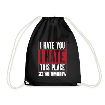 Gym I hate gym saying - Drawstring Bag - black - Front