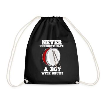 Never underestimate a boy with drums - Drawstring Bag - black - Front