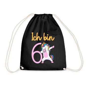 6. Geburtstag Mädchen 6 Jahre Geburtstag - Turnbeutel - Schwarz - Vorne