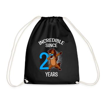 Unbelievable for 2 years horse 2nd birthday - Drawstring Bag - black - Front