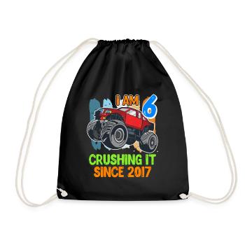 6th birthday boys 6 years child son - Drawstring Bag - black - Front