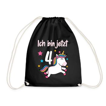 4. Geburtstag Mädchen 4 Jahre - Turnbeutel - Schwarz - Vorne