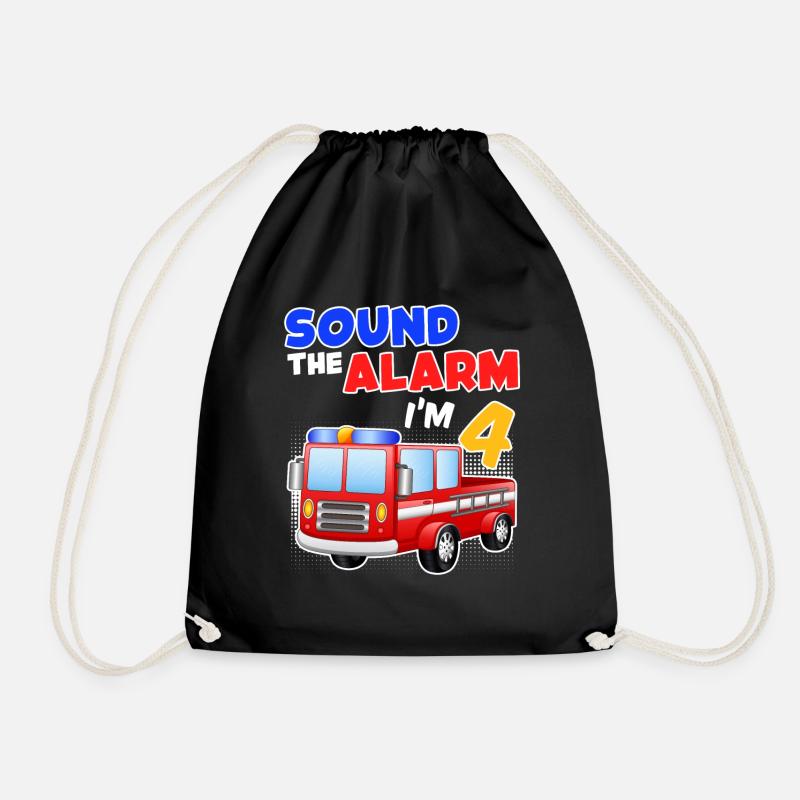 4th birthday boy 4 years - Drawstring Bag - black