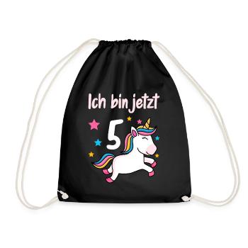 5. Geburtstag Mädchen 5 Jahre - Turnbeutel - Schwarz - Vorne