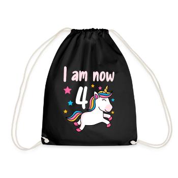 4th birthday girl 4 years - Drawstring Bag - black - Front