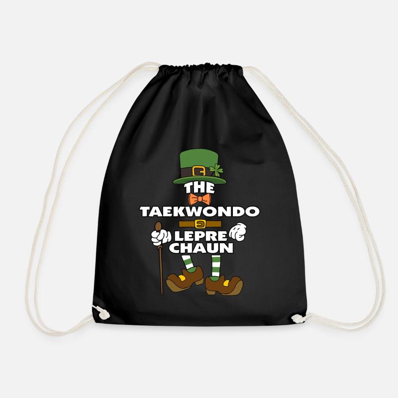 The Taekwondo Leprechaun St Patrick's Day - Drawstring Bag - black