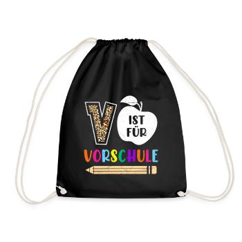 Vorschulkinder V ist für Vorschule Kleinkind - Turnbeutel - Schwarz - Vorne