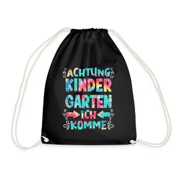 Kindergarten ich komme Kita Kinder - Turnbeutel - Schwarz - Vorne