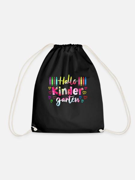 Hallo Kindergarten Einschulung Schulkind - Turnbeutel - Schwarz