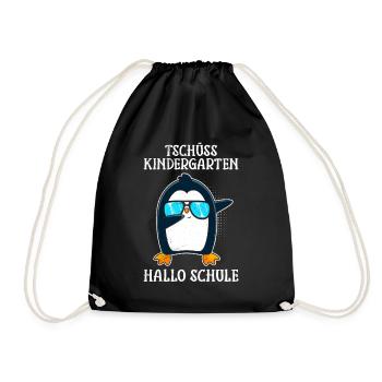 Tschüss Kindergarten Hallo Schule Schulkinder - Turnbeutel - Schwarz - Vorne