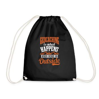 Geocaching Happens When Nerds Go Outside - Drawstring Bag - black - Front
