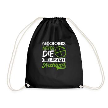Geocaching Cachers Never Die Archived - Drawstring Bag - black - Front