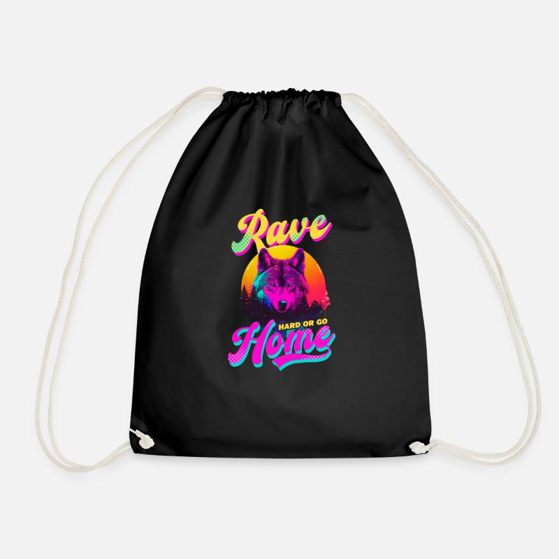 Edm Rave Rave Hard Go Home - Drawstring Bag - black