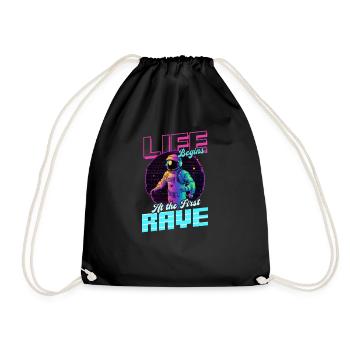 Edm Rave Life Begins First Rave - Drawstring Bag - black - Front