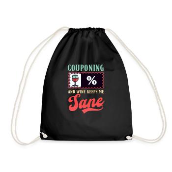 Couponer Couponing Wine Keeps Me Sane - Drawstring Bag - black - Front