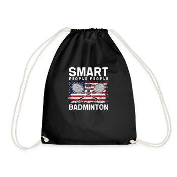 Badmintonspieler Smart People Amerikanische Flagge - Turnbeutel - Schwarz - Vorne