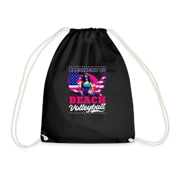 Beach Volleyball President Of Beach Volleyball - Drawstring Bag - black - Front