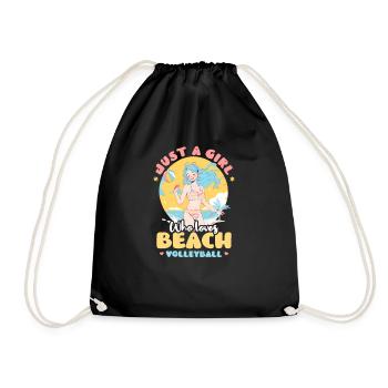 Beach Volleyball Girl Loves Beach Volleyball - Drawstring Bag - black - Front