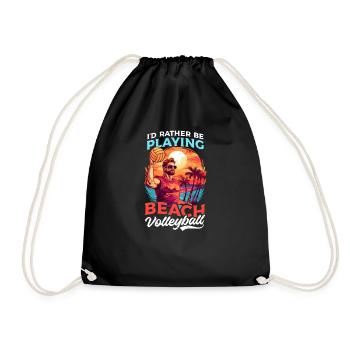 Beach Volleyball Rather Be Playing - Drawstring Bag - black - Front