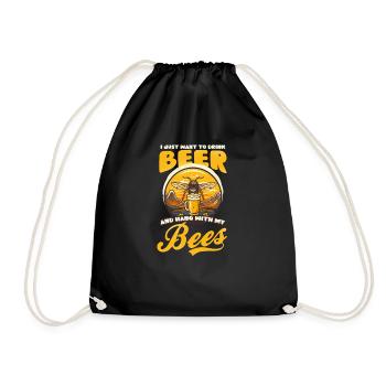 Beekeeper Drink Beer Hang With Bees - Drawstring Bag - black - Front