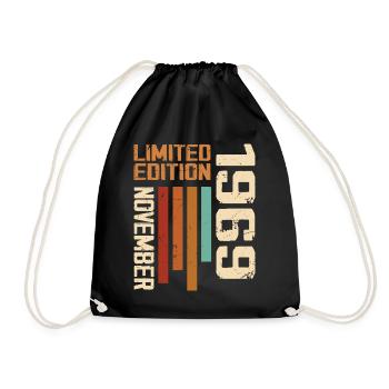 1969 November Birthday present. November 1969 - Drawstring Bag - black - Front