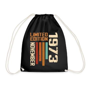 1973 November Birthday present. November 1973 - Drawstring Bag - black - Front