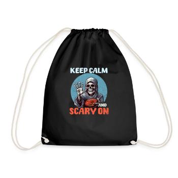 Football Halloween Keep Calm And Scary On - Drawstring Bag - black - Front