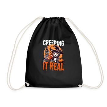 Football Halloween Creeping It Real - Drawstring Bag - black - Front