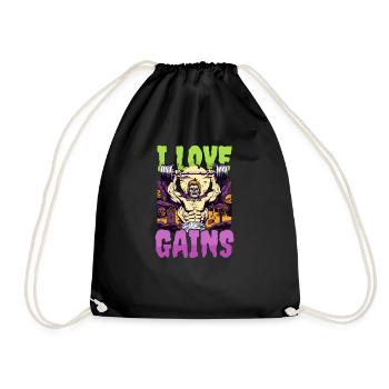Bodybuilding Halloween I Love Gains - Drawstring Bag - black - Front
