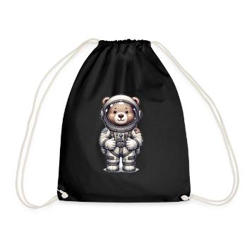 Cute Bear Astronaut - Drawstring Bag - black - Front