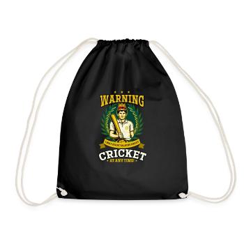 Cricket Player Warning May Talk About - Drawstring Bag - black - Front