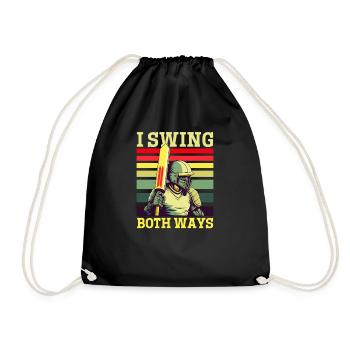 Cricket Player Swing Both Ways - Drawstring Bag - black - Front