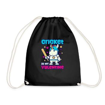 Cricket Player My Valentine Unicorn - Drawstring Bag - black - Front