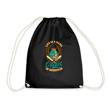 Cricket Player Life Is Game Cricket Is Life - Drawstring Bag - black - Front