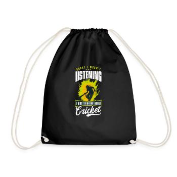 Cricket Player Wasn't Listening Thinking About - Drawstring Bag - black - Front