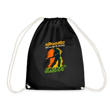 Cricket Player Introvert But Willing Discuss - Drawstring Bag - black - Front