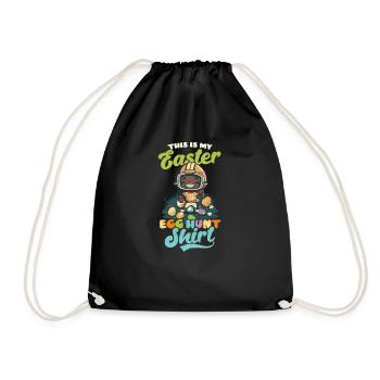 Football Easter Easter Egg Hunt Outfit - Drawstring Bag - black - Front