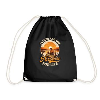 Fisher Fisherman Father Son Partners For Life - Drawstring Bag - black - Front