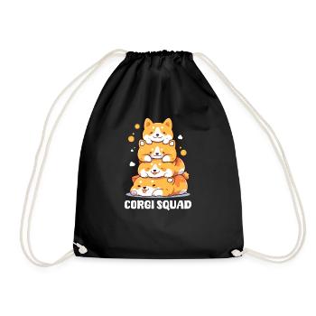 Corgi Mom Dad Corgi Squad - Drawstring Bag - black - Front