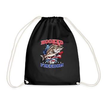 Fisherman Hooked On Fishing Flag - Drawstring Bag - black - Front