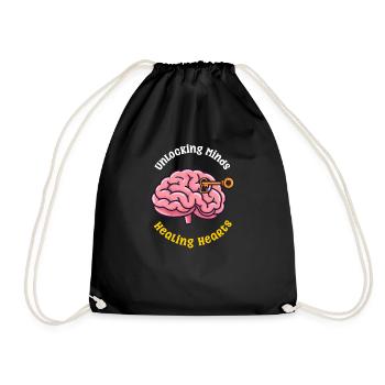 Psychologist Unlocking Minds Healing Hearts - Drawstring Bag - black - Front