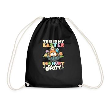 Cat Easter Easter Egg Hunt Outfit - Drawstring Bag - black - Front