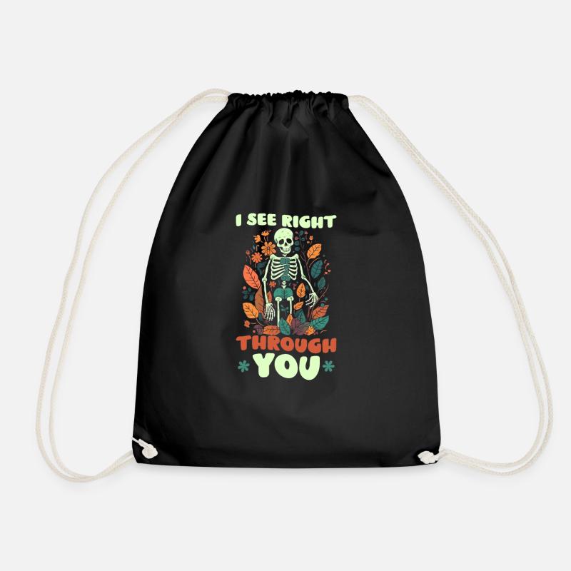 Radiologist See Right Through You Skeleton - Drawstring Bag - black