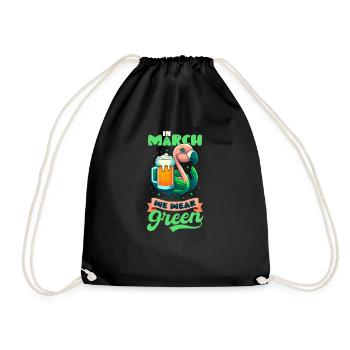 Flamant rose irlandais St Patricks en mars, nous portons du vert - Sac de sport léger - noir - Devant