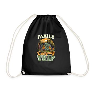 Summer Vacation Family Camping Trip - Drawstring Bag - black - Front