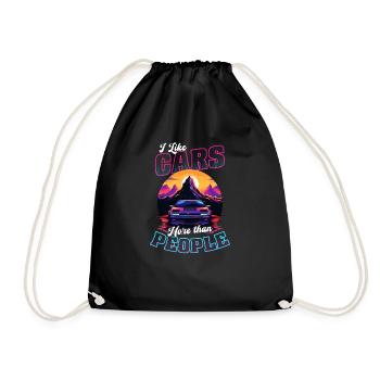 Car Enthusiast Like Cars More Than People - Drawstring Bag - black - Front