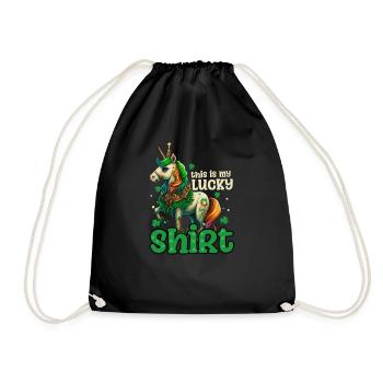 Irish Unicorn St Patricks Lucky Outfit - Drawstring Bag - black - Front
